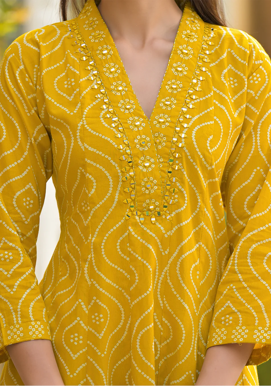Mustard Bandhani Anarkali Suit Set - Image 9