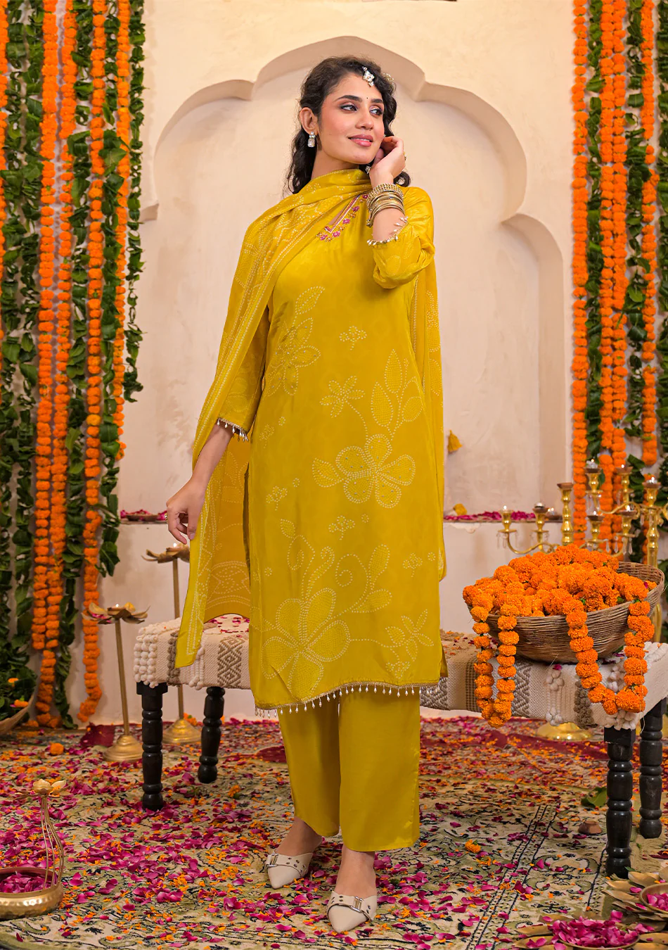 Mustard Glow Crepe Suit Set