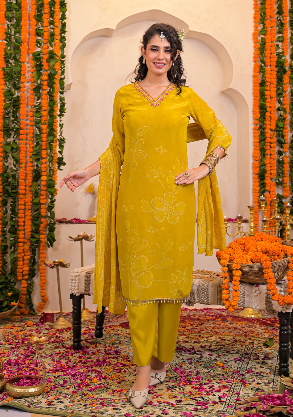 Mustard Glow Crepe Suit Set - Image 2