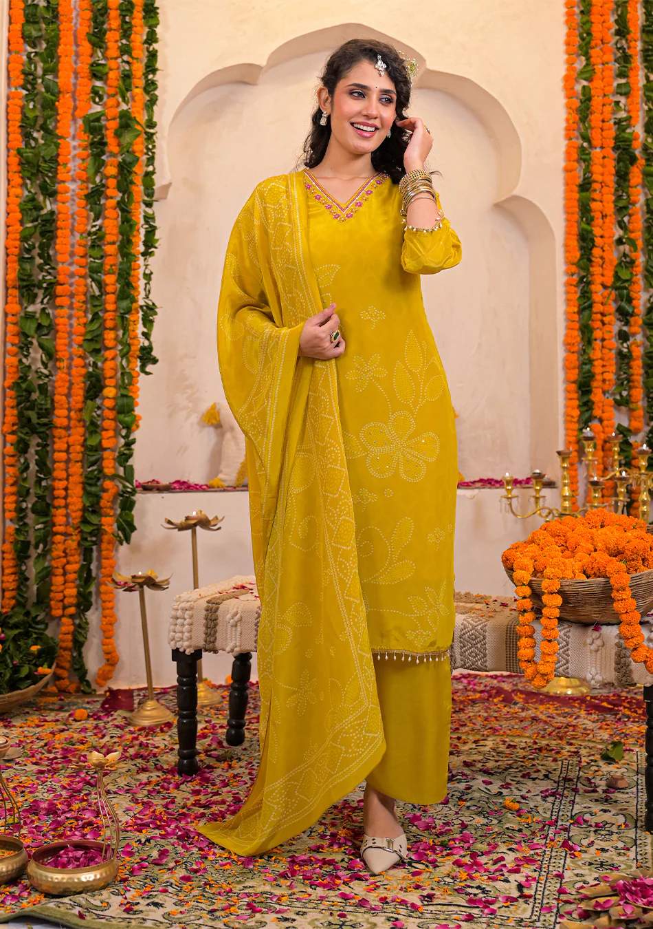Mustard Glow Crepe Suit Set - Image 6