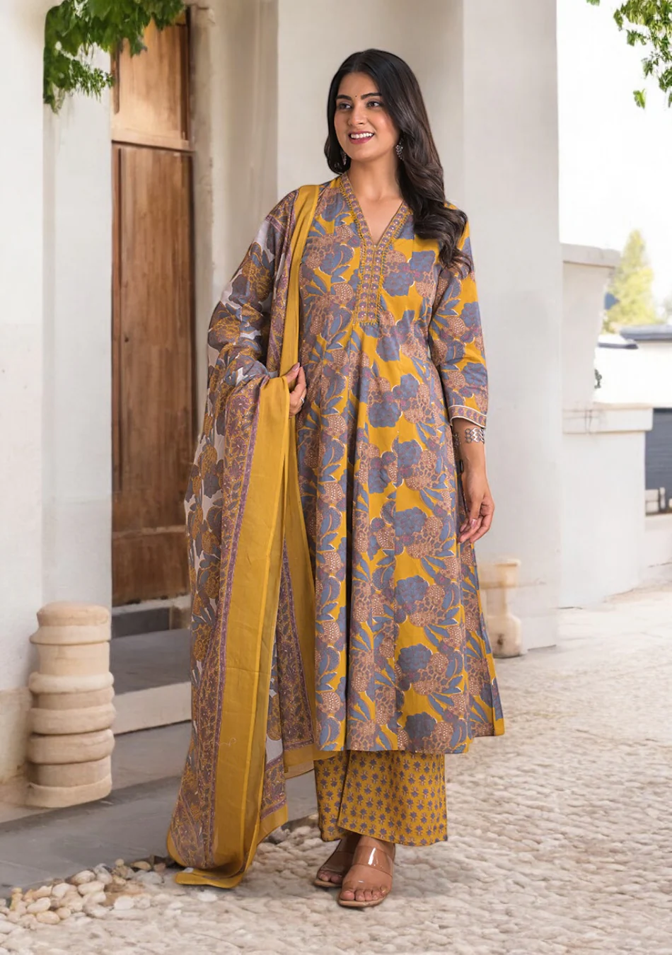 Aravalii Saffron Noor Heritage Anarkali Set