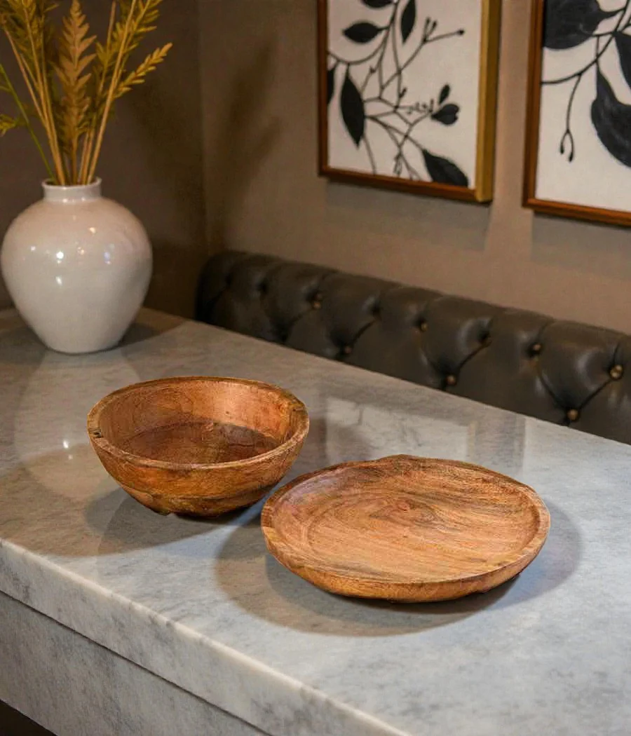 Daffodil Wooden Serving Bowl & Platter - Image 3