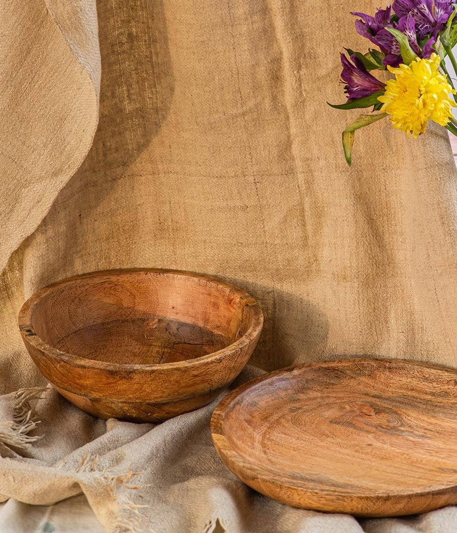 Daffodil Wooden Serving Bowl & Platter - Image 4