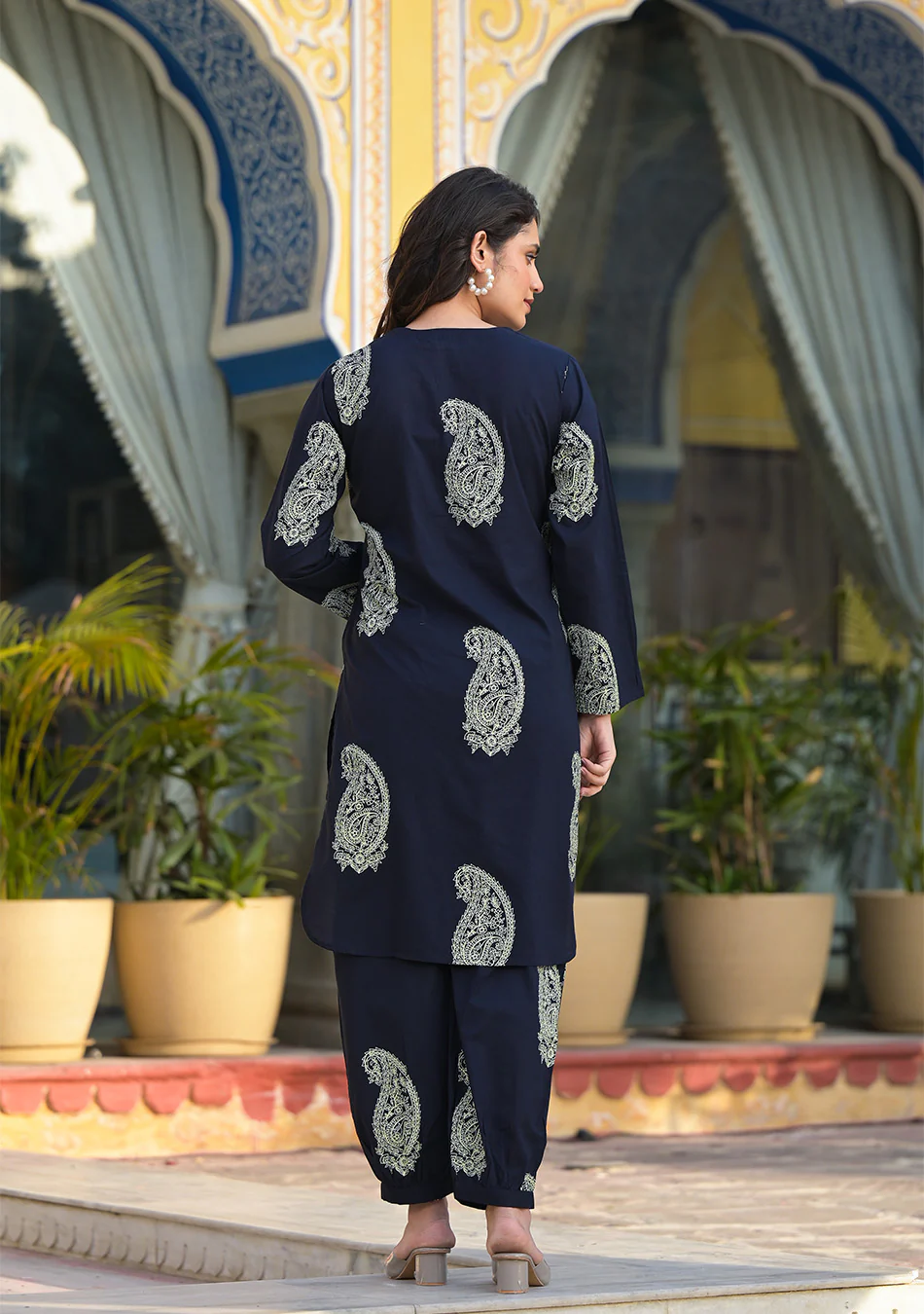 Aravalii Navy Paisley Handblock Co-ord Set - Image 5