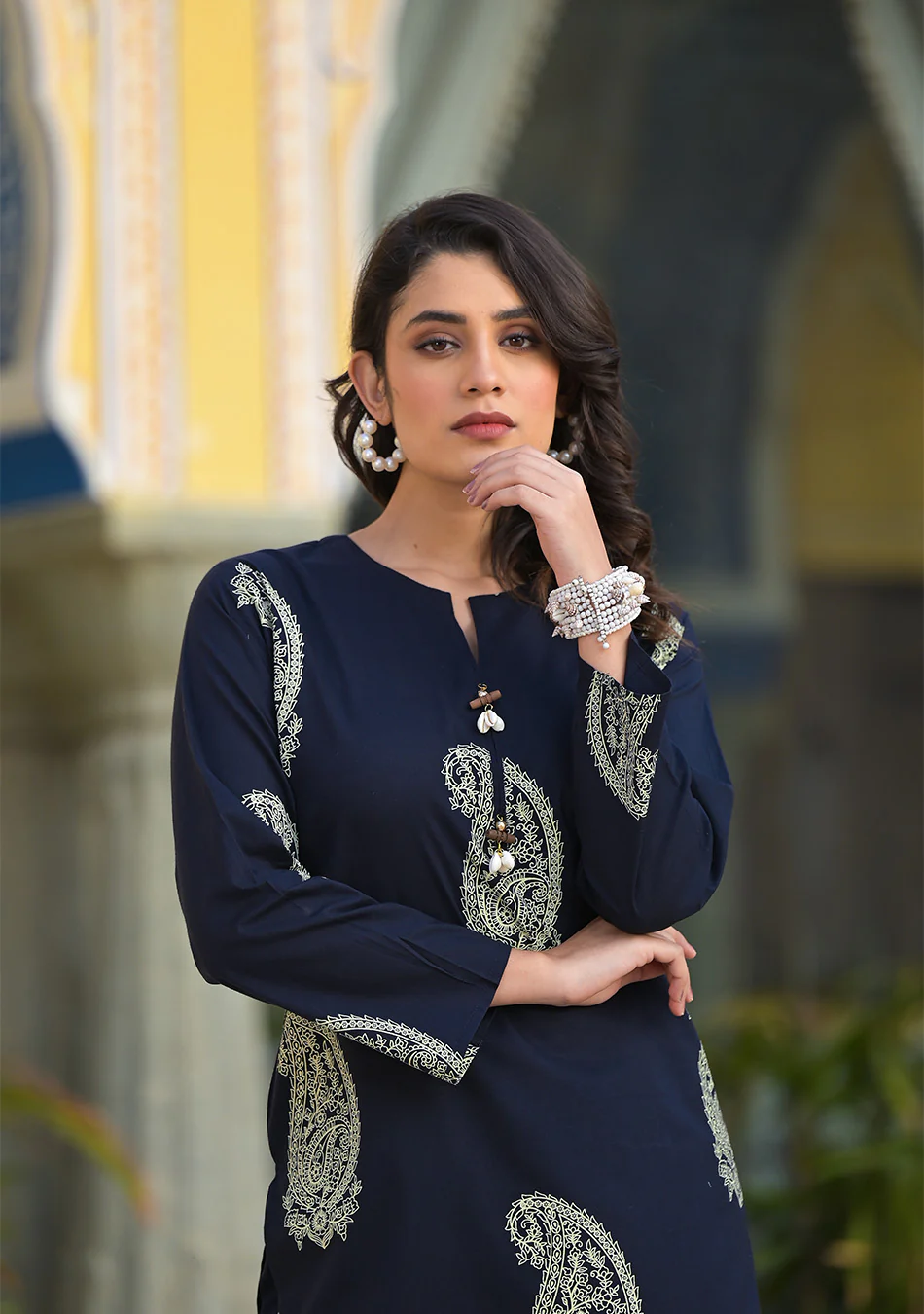 Aravalii Navy Paisley Handblock Co-ord Set - Image 6
