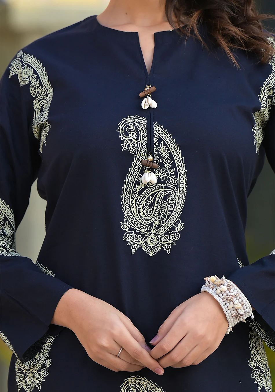 Aravalii Navy Paisley Handblock Co-ord Set - Image 7