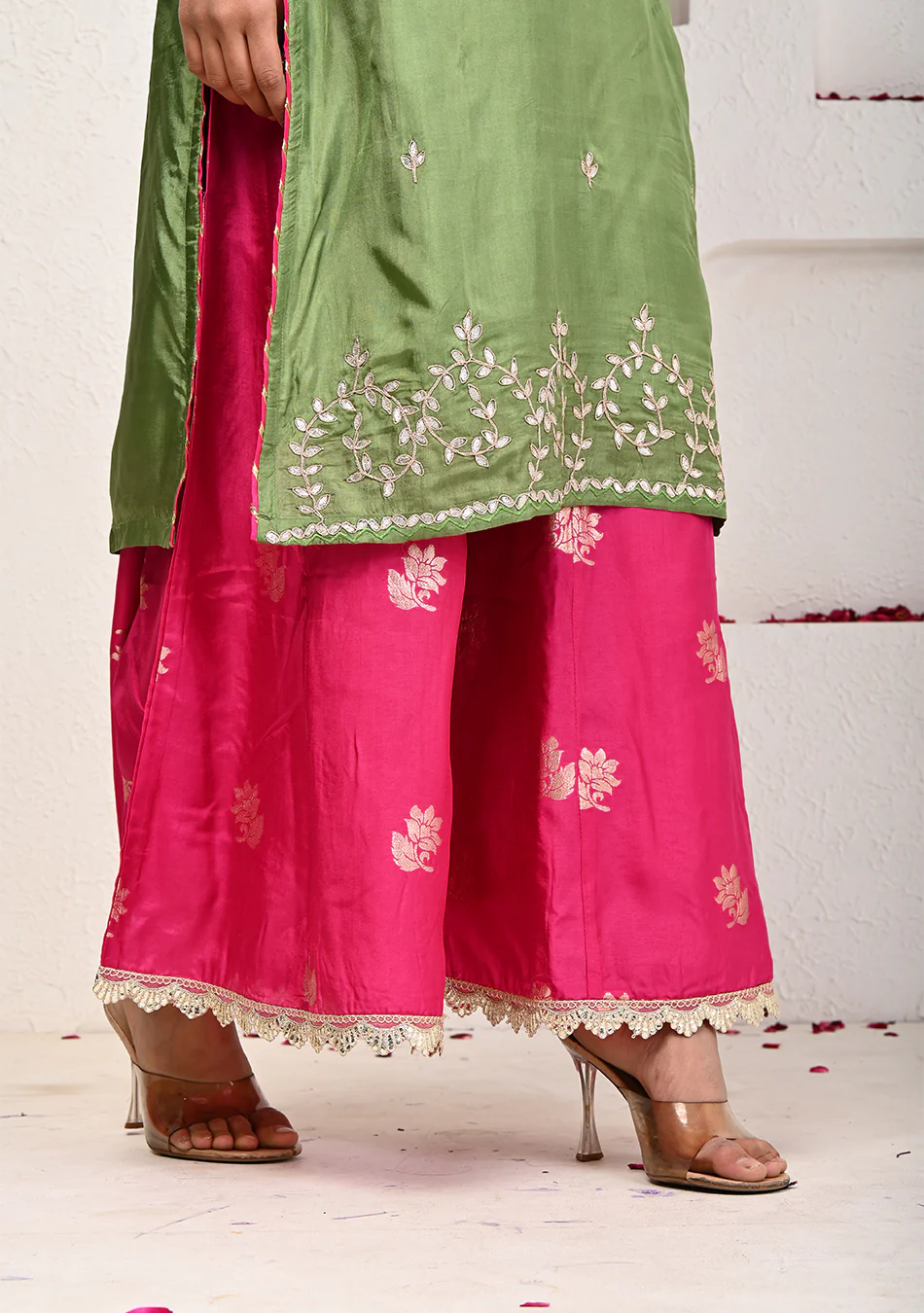 Olive and Magenta Palazzo Set - Image 5