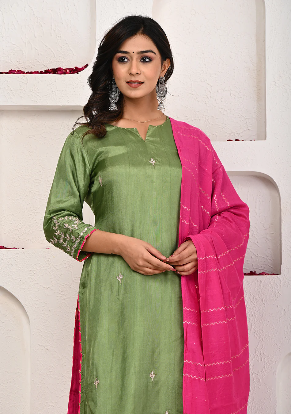 Olive and Magenta Palazzo Set - Image 6
