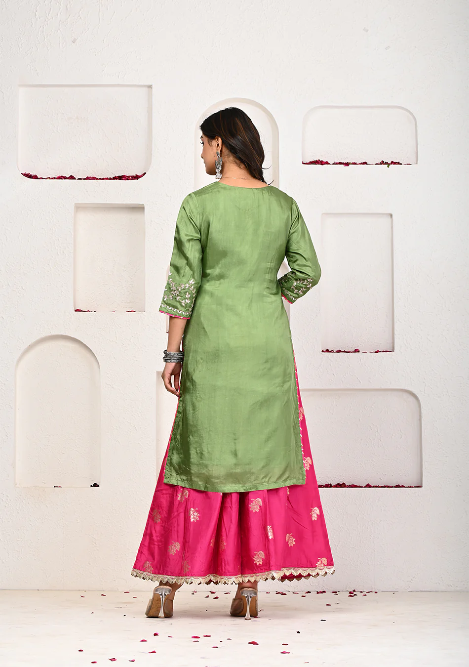 Olive and Magenta Palazzo Set - Image 7
