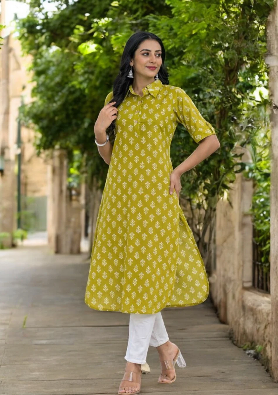 The Verdant Meadow Hand-Block Kurta - Image 3