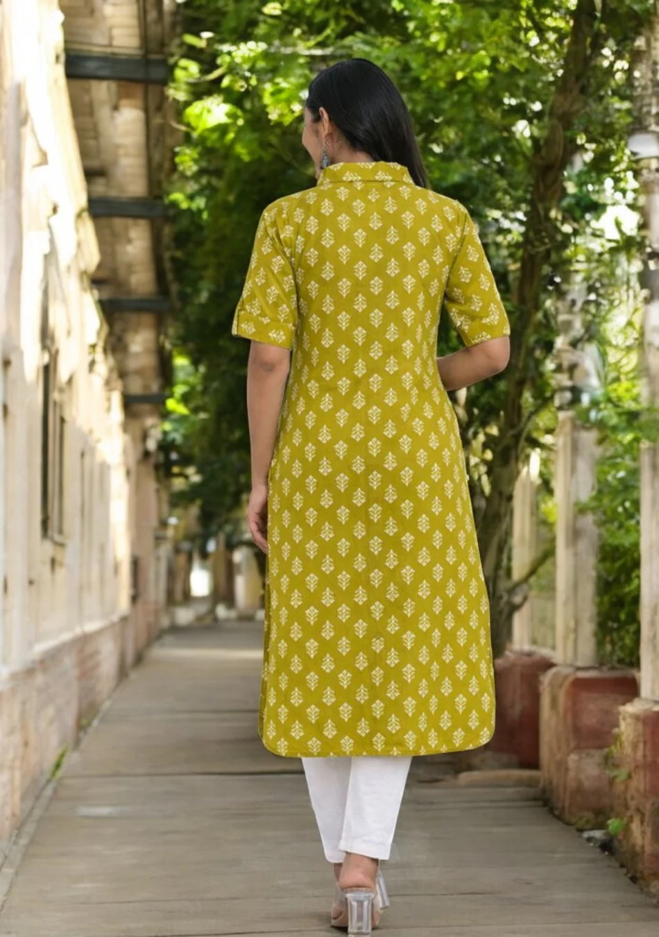 The Verdant Meadow Hand-Block Kurta - Image 4