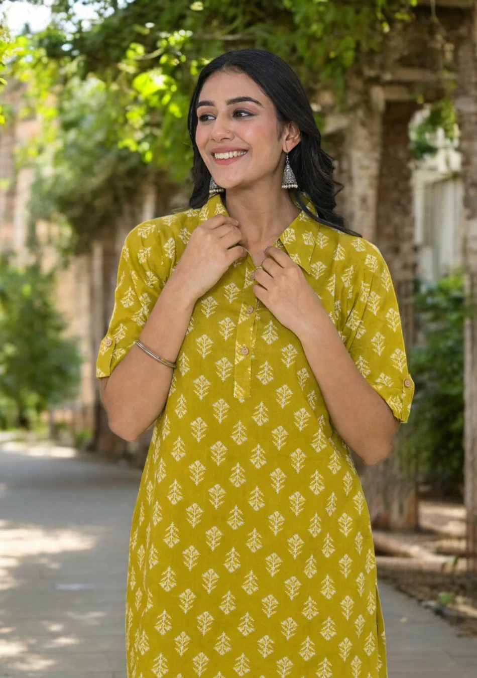 The Verdant Meadow Hand-Block Kurta - Image 5