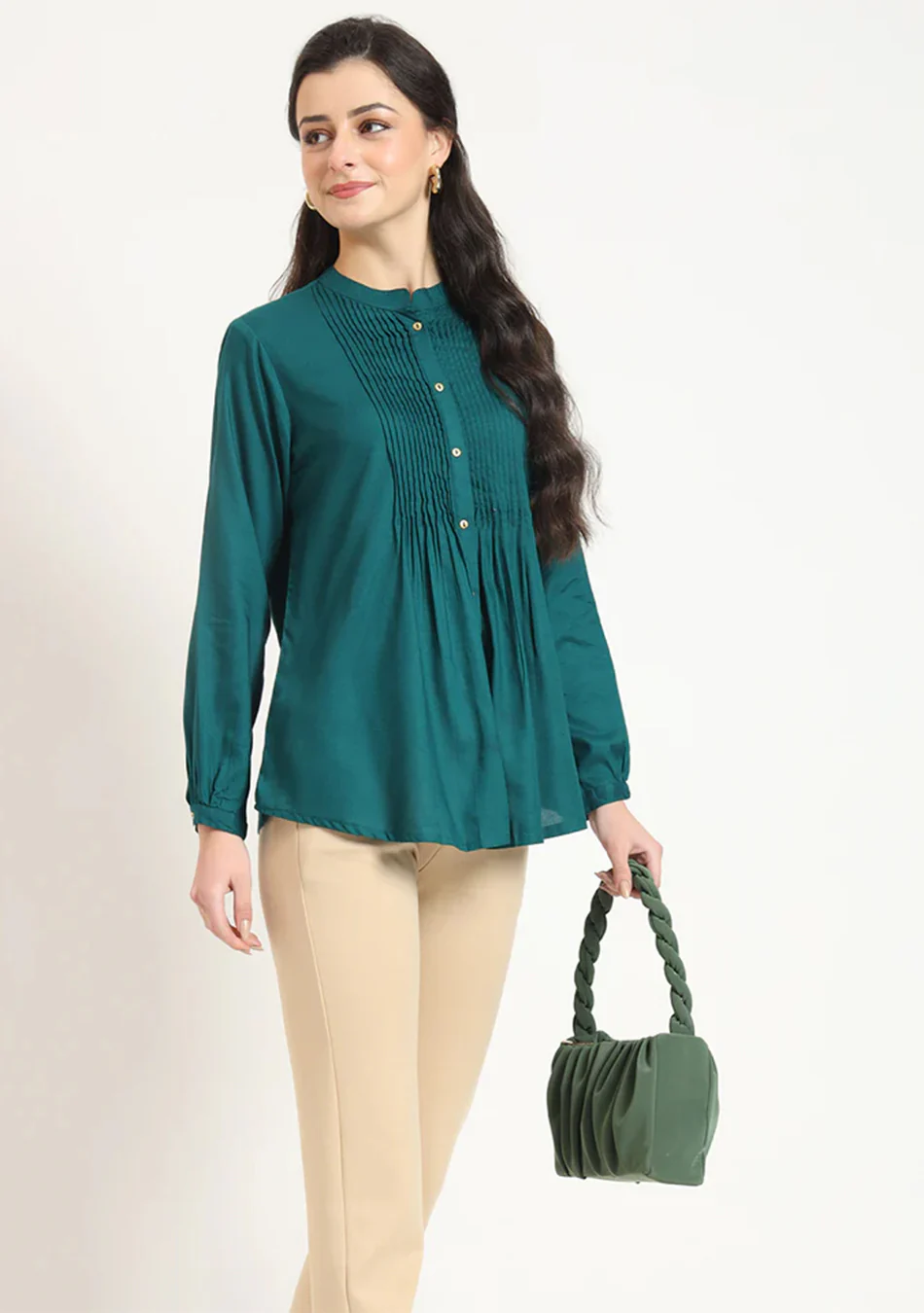 Olive Green Pintex Top - Image 2
