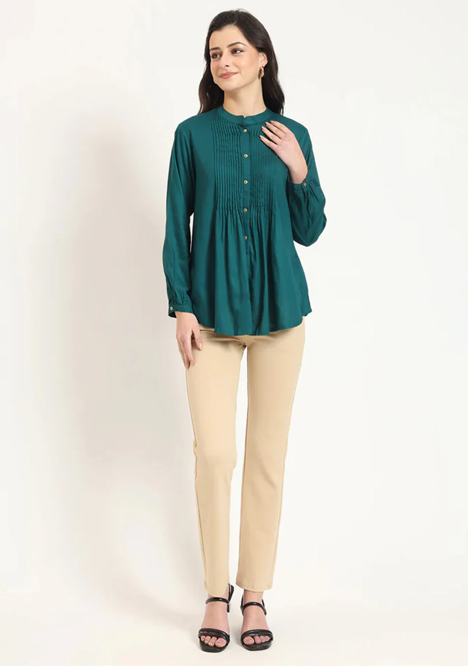 Olive Green Pintex Top - Image 3