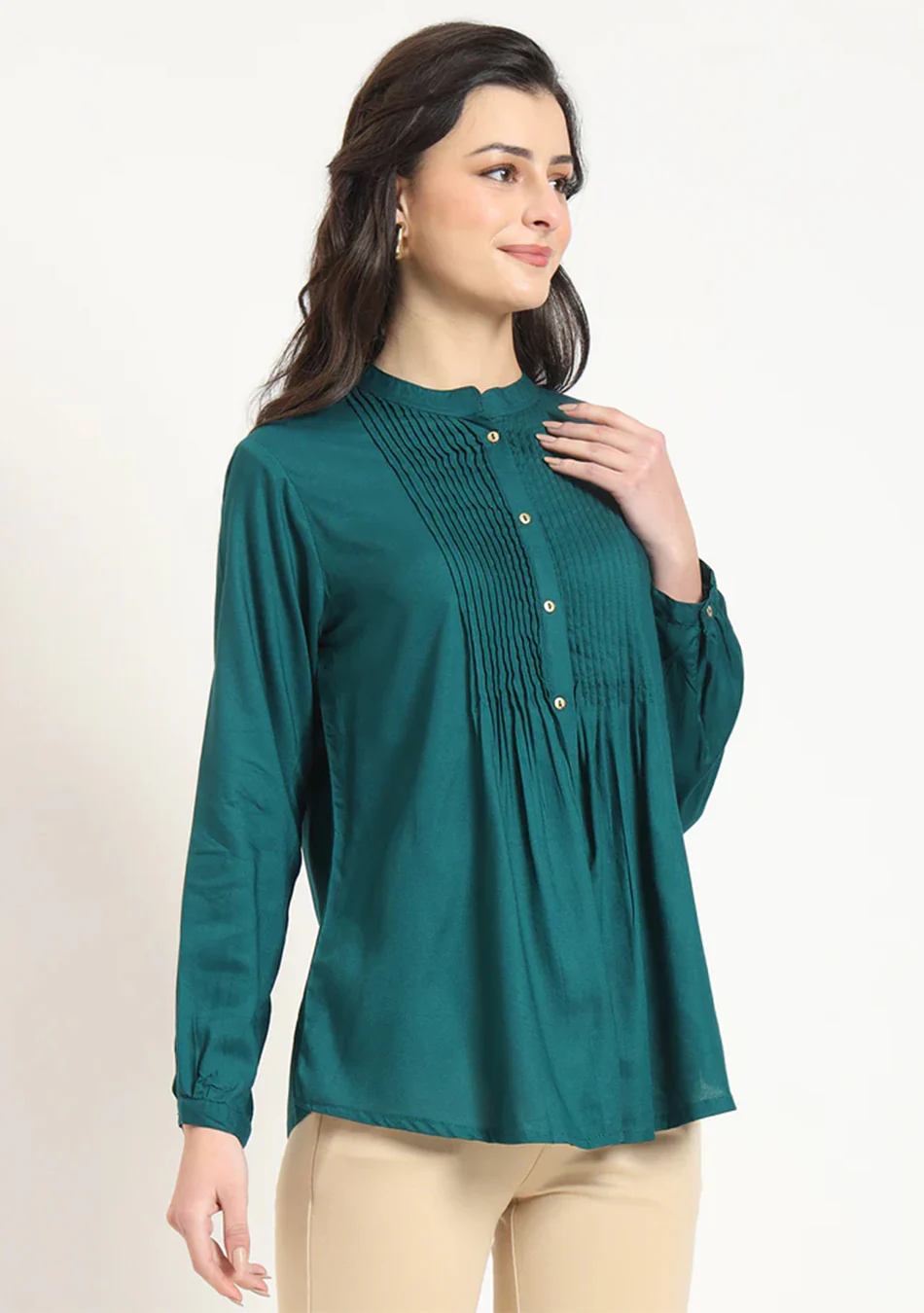 Olive Green Pintex Top - Image 5