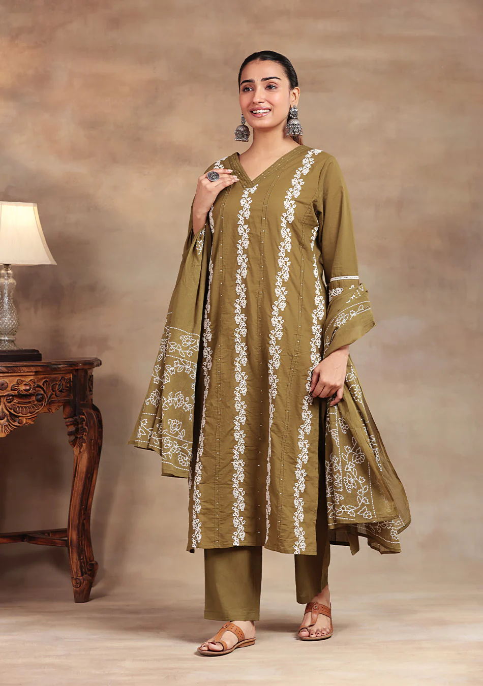 Olive Meadow Cotton Suit Set - Image 3