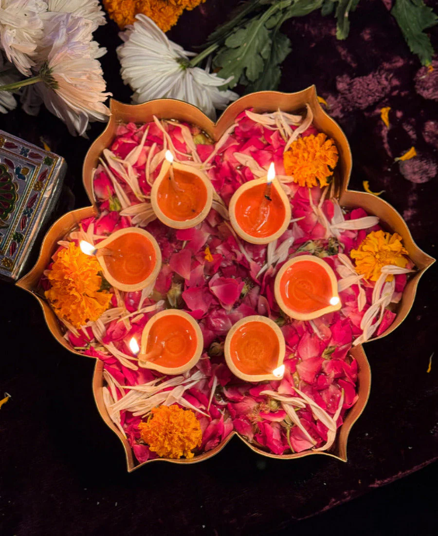 Orange Ceramic Diya - Set of 6 - Image 2