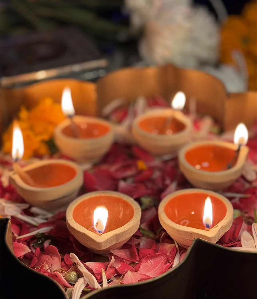 Orange Ceramic Diya - Set of 6 - Image 6