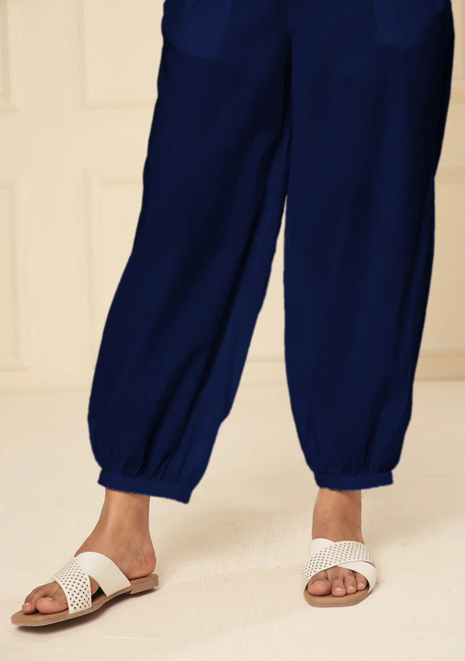 ROYAL BLUE EMBROIDERED LACE CUFF PANT - Image 5
