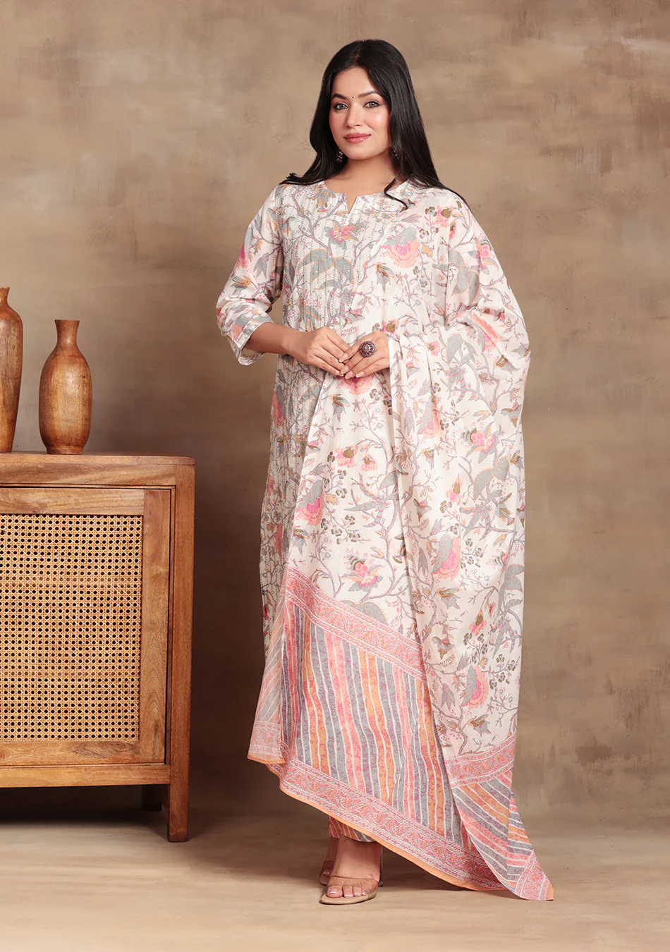 Aravalii Pastel Vine Heritage Suit Set - Image 2