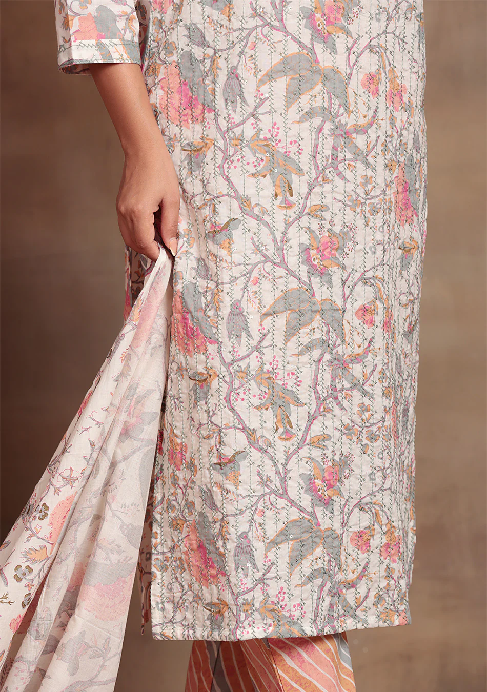 Aravalii Pastel Vine Heritage Suit Set - Image 3