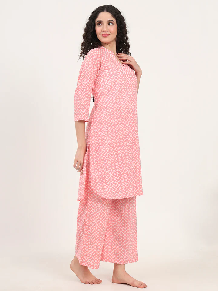Peach Kurti with Pyjamas Night Suit Sets - Image 3