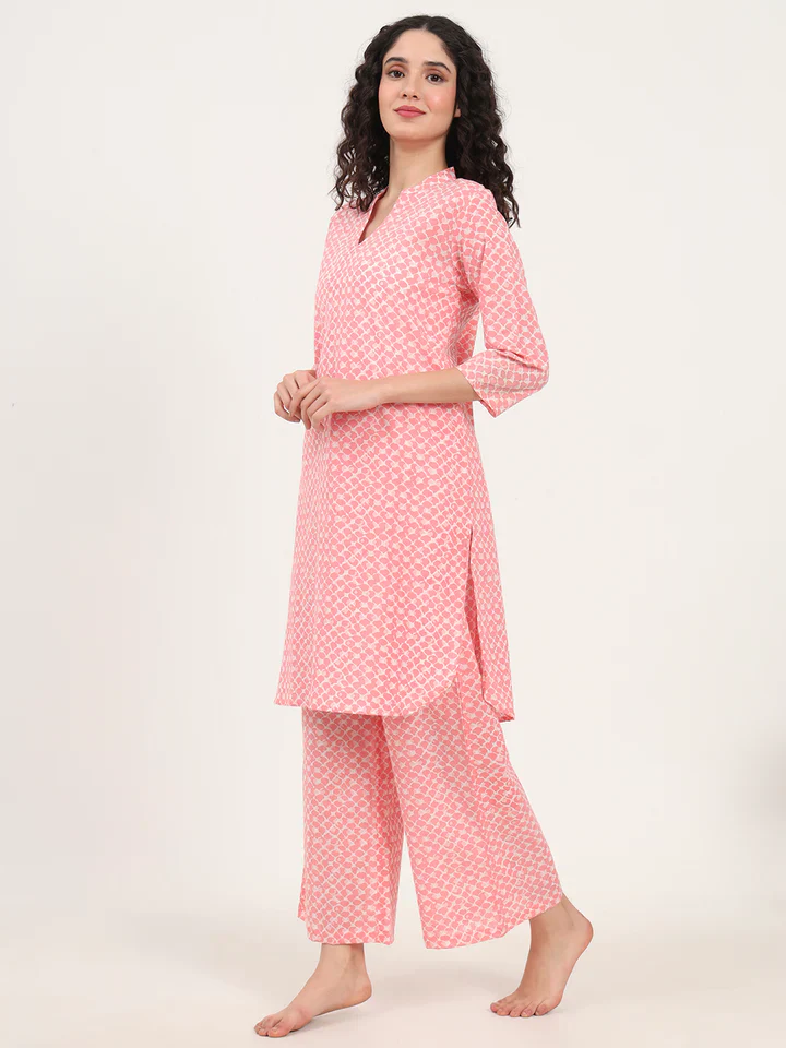 Peach Kurti with Pyjamas Night Suit Sets - Image 4