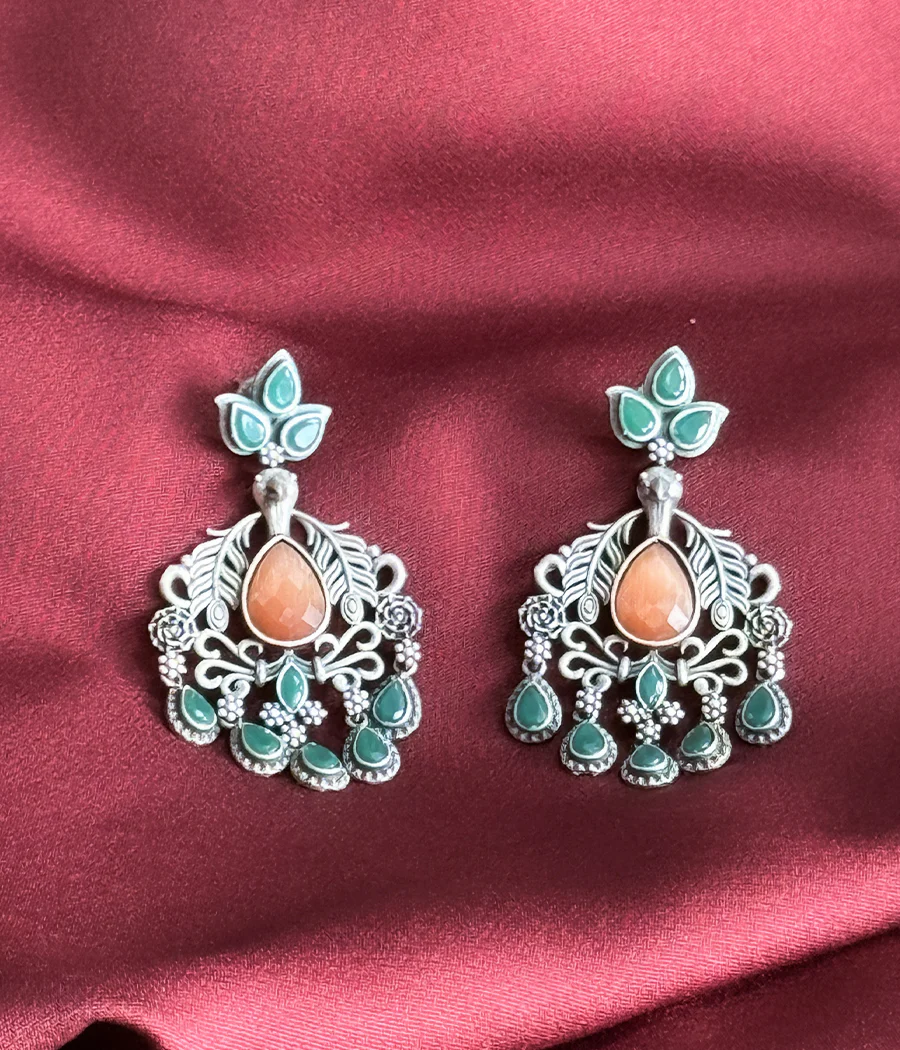 PEACOCK JADE DANGLE EARRINGS - Image 10