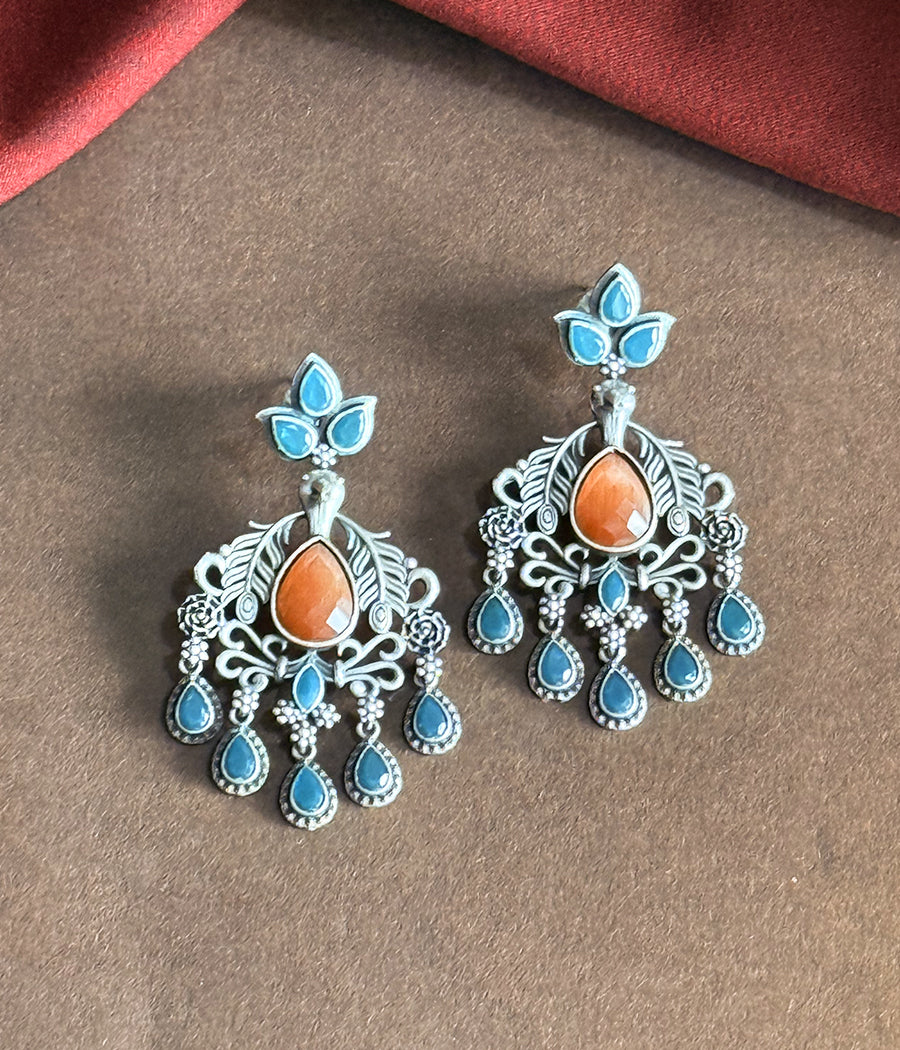 PEACOCK JADE DANGLE EARRINGS - Image 5