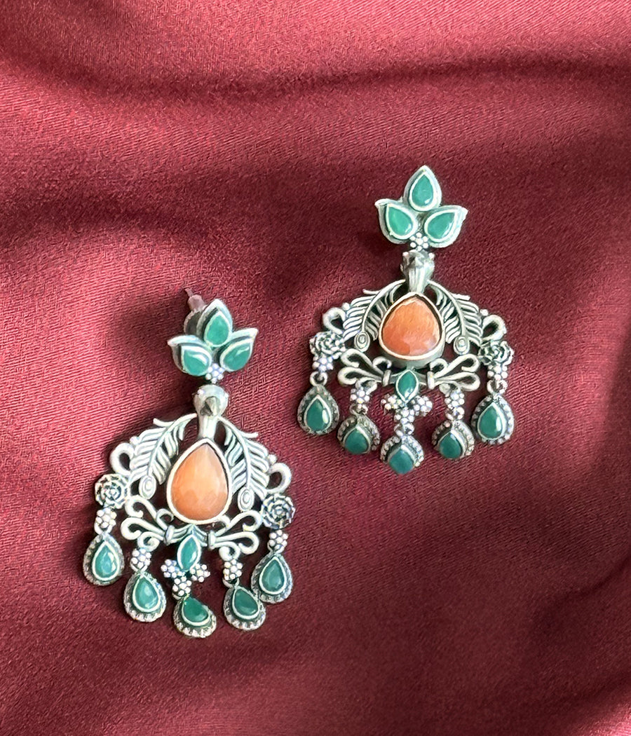 PEACOCK JADE DANGLE EARRINGS - Image 6