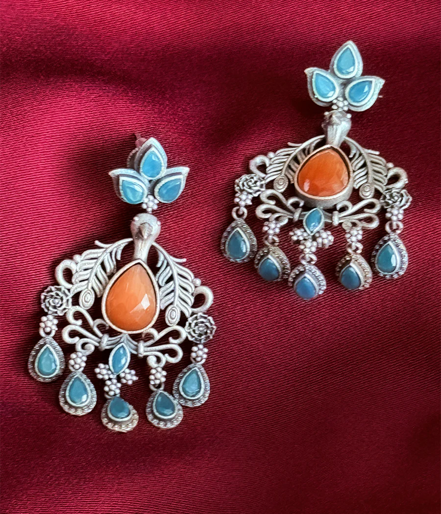 PEACOCK JADE DANGLE EARRINGS - Image 8
