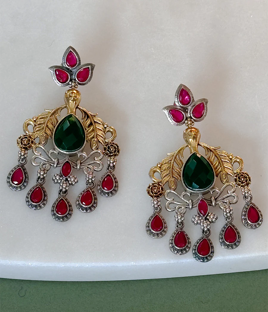 Peacock Jewel Dangle Earrings - Image 10