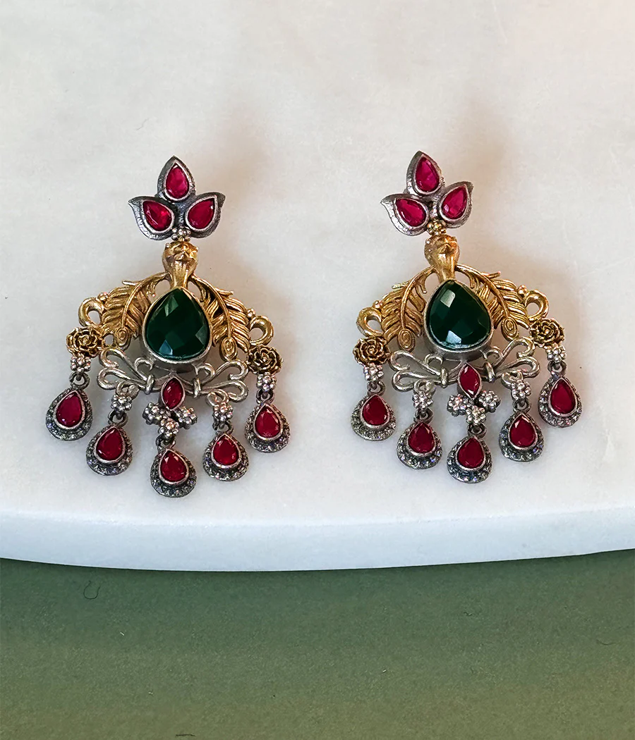 Peacock Jewel Dangle Earrings - Image 11
