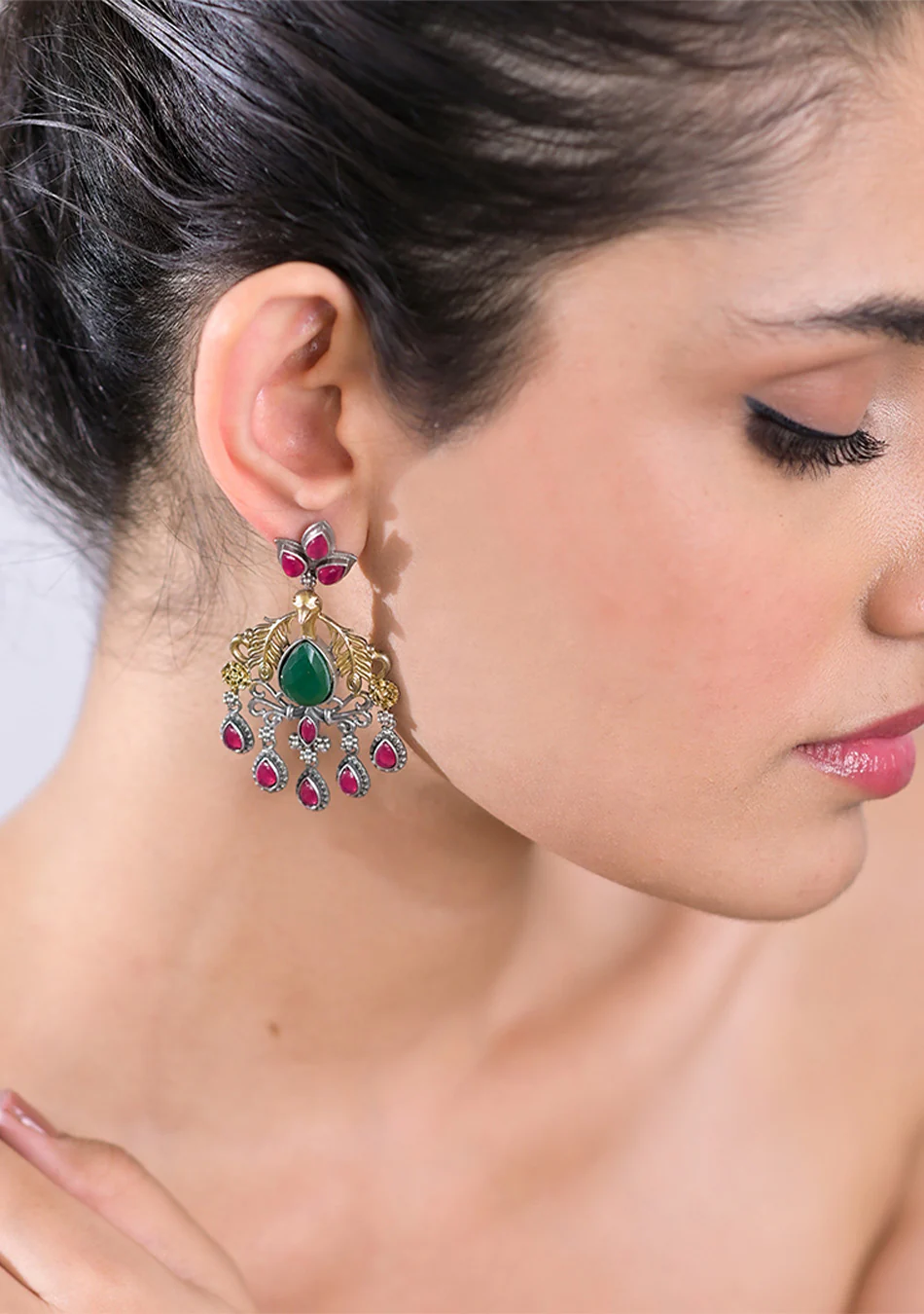Peacock Jewel Dangle Earrings - Image 3