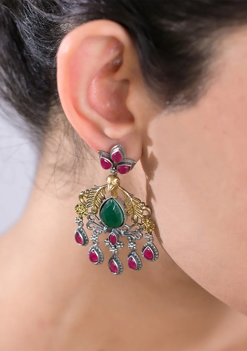 Peacock Jewel Dangle Earrings - Image 4