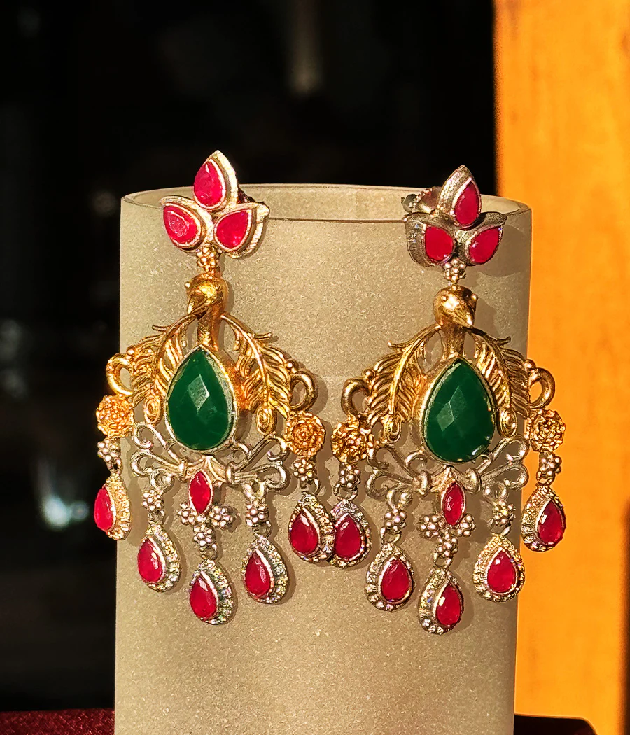 Peacock Jewel Dangle Earrings - Image 7