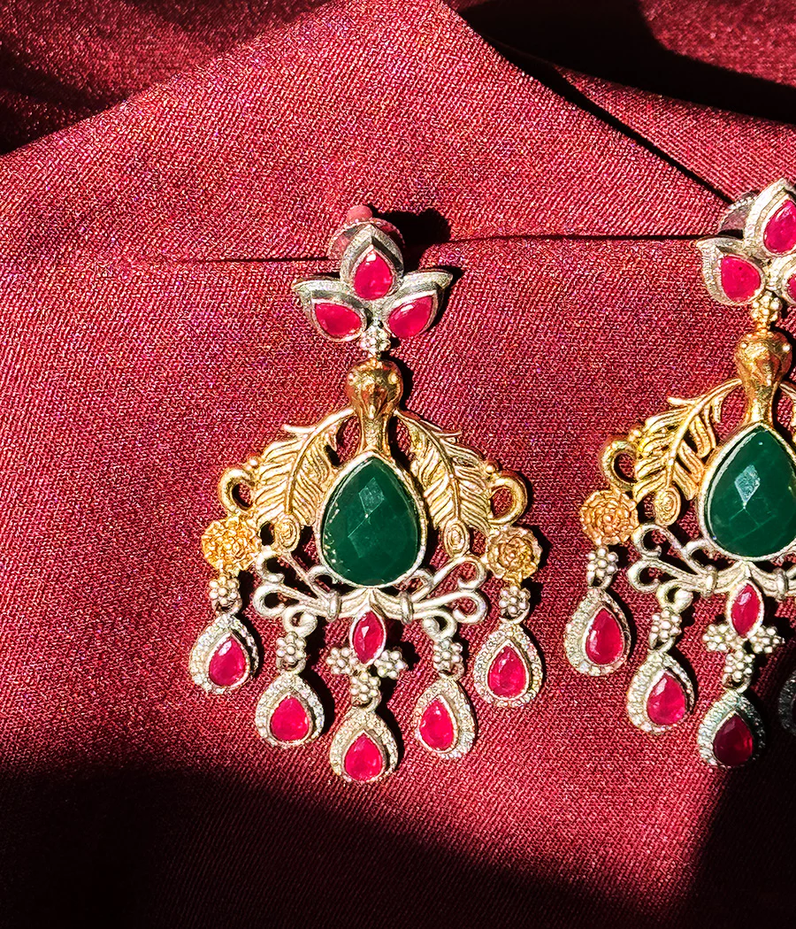 Peacock Jewel Dangle Earrings - Image 8
