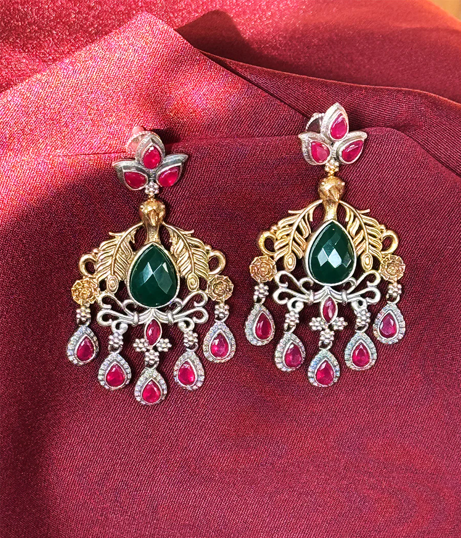 Peacock Jewel Dangle Earrings - Image 9