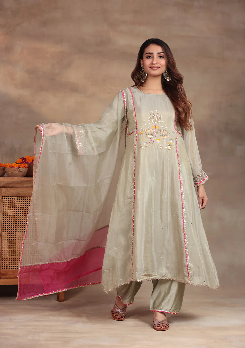 Pearl Glow Embroidered Suit Set