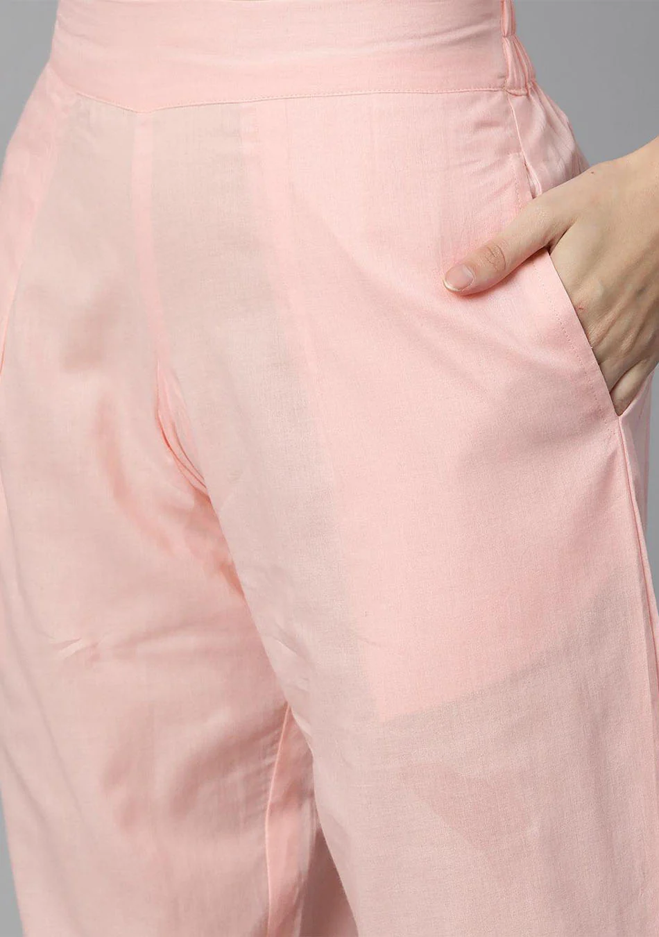 Pink Cotton Straight Kurta Pant Set With Dupatta - Image 5
