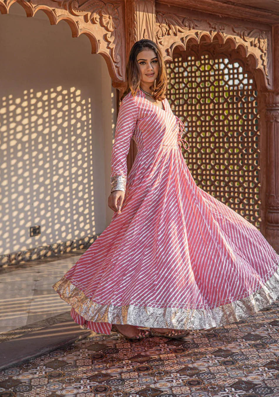 Aravalii Rosé Leher Anarkali - Image 2