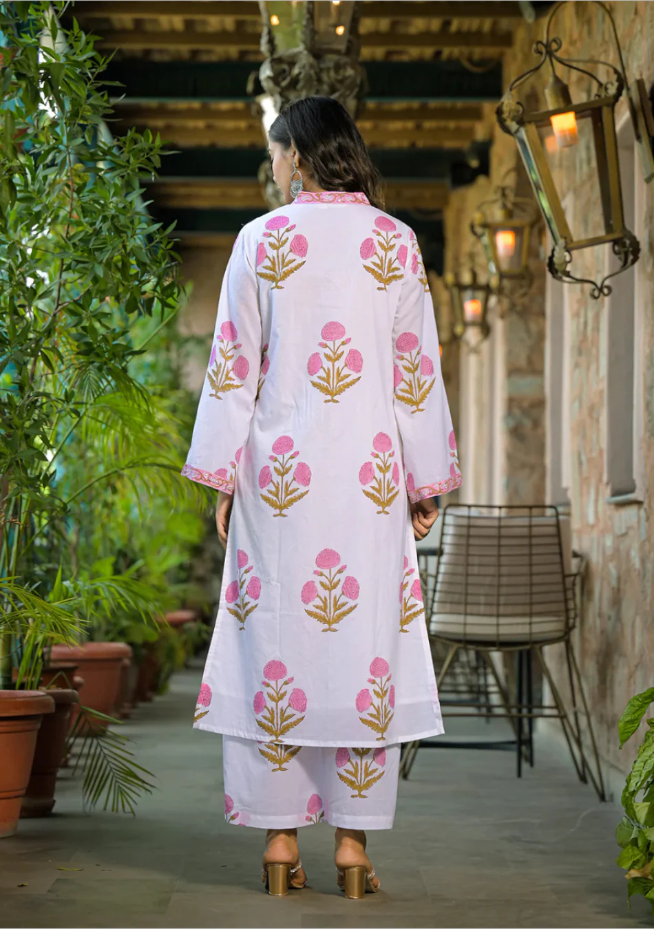Pink Meadow Handblock Kurta Set - Image 3