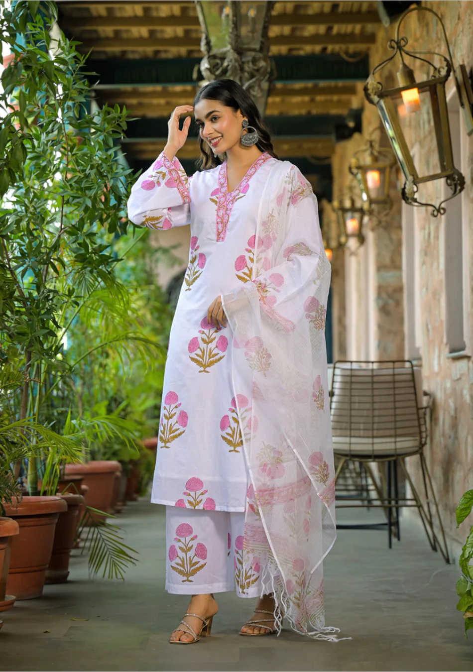 Pink Meadow Handblock Kurta Set - Image 4