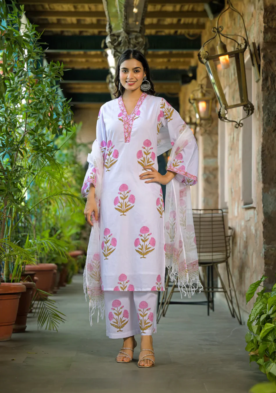 Pink Meadow Handblock Kurta Set - Image 6