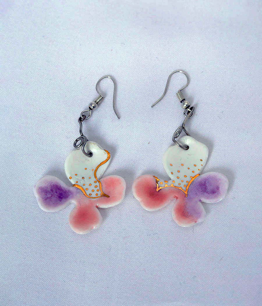 Pink Orange petal Earring and Pendant Set - Image 5