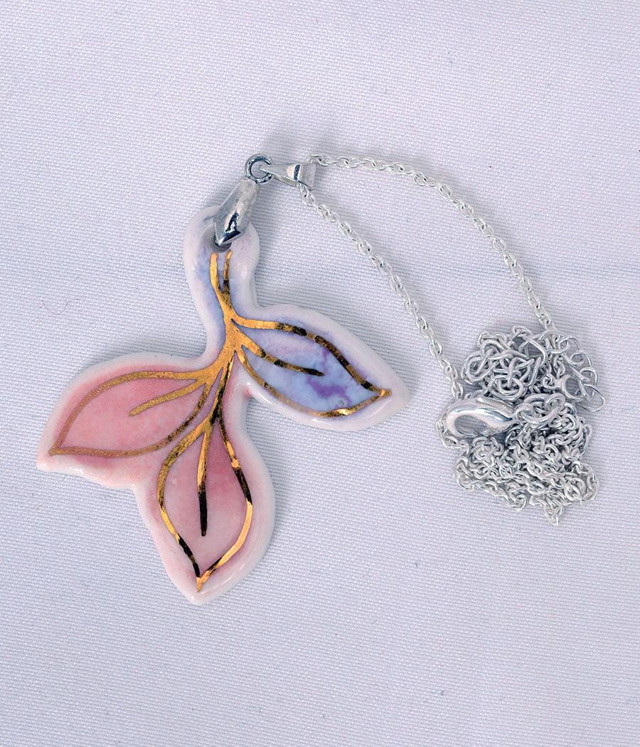 Pink Orange petal Earring and Pendant Set - Image 6