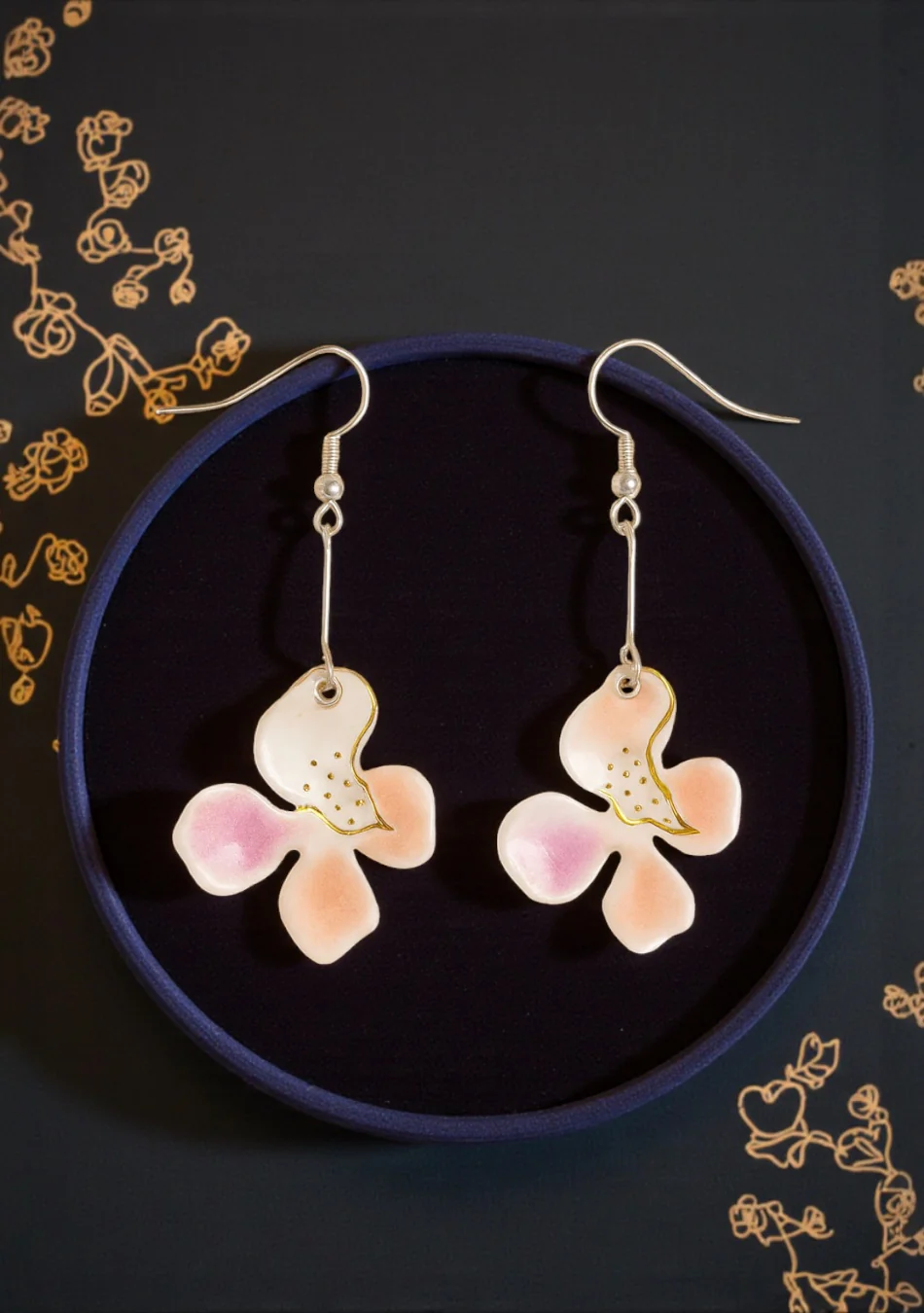 Pink Orange Petal Earrings - Image 2