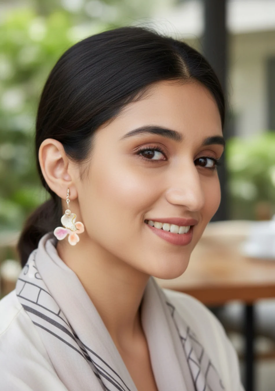 Pink Orange Petal Earrings - Image 3