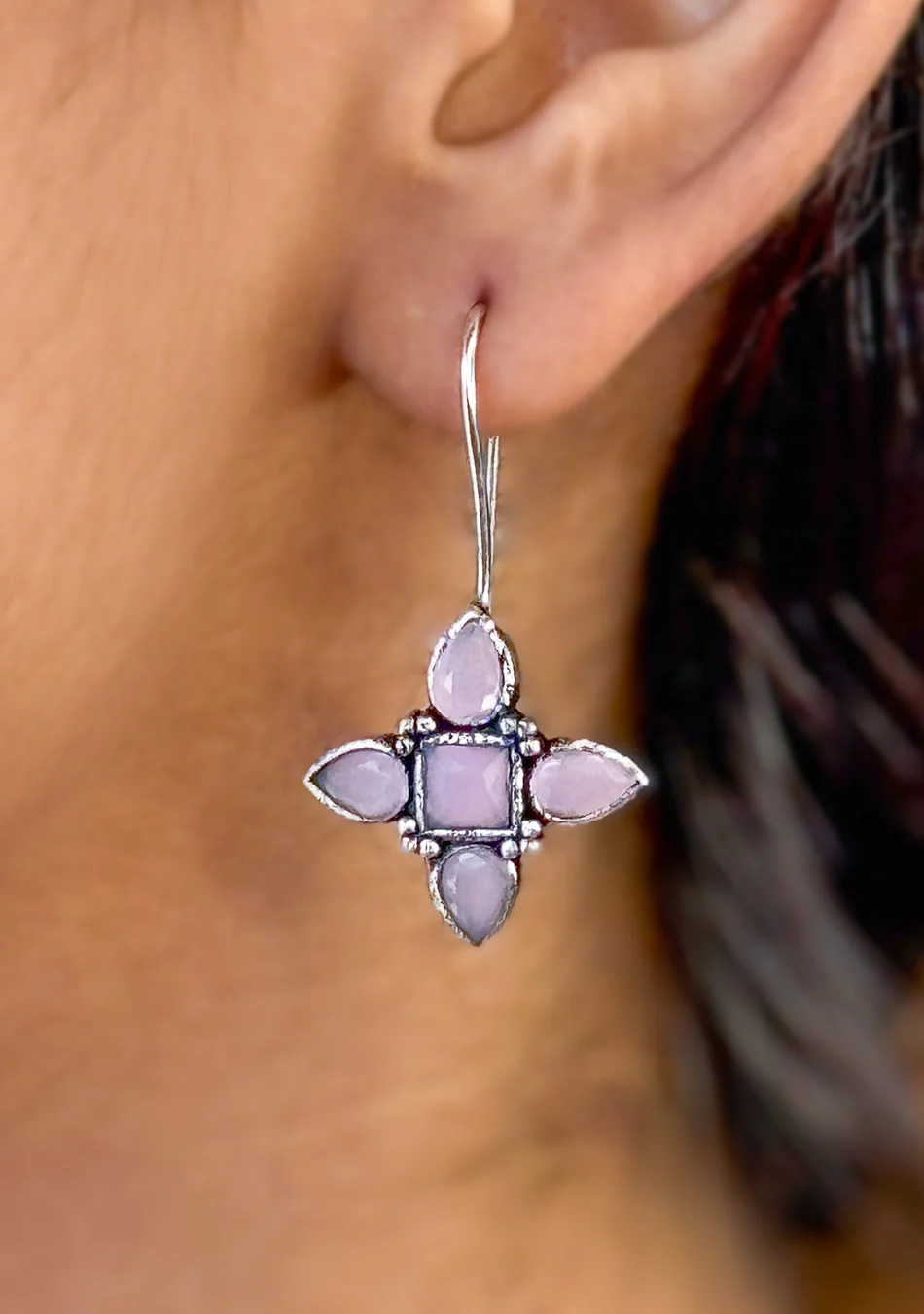 Pink Petal Hook Earrings - Image 2