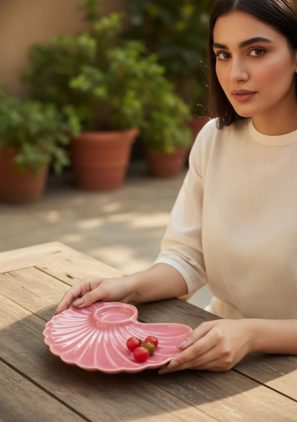 Pink Seashell Ceramic Platter - Image 4